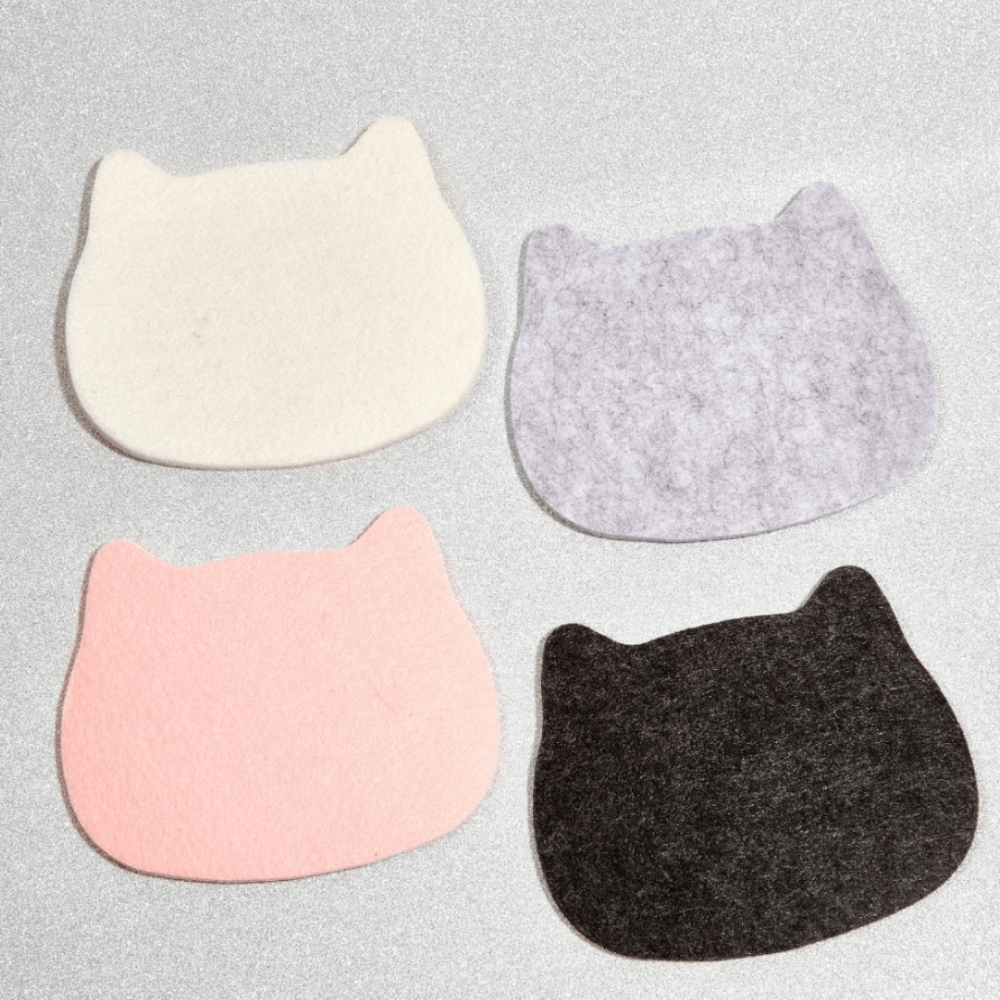 Cat-Shaped Felt Coasters Set